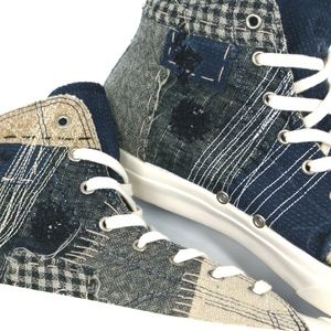 Converse Patchwork High-Top Sneakers - Blue and Beige